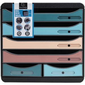 Exacompta 312606D Big Box Maxi Schubladenbox 6 Schubladen Skandi-Farben sortiert