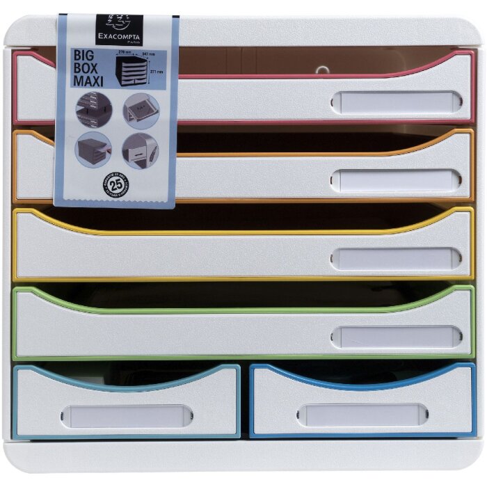 Exacompta Schubladenbox BIG BOX MAXI Weiß Harlekin 6 Schubladen für A4 und A4+