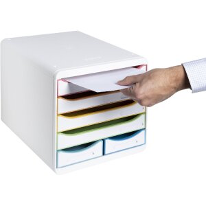 Exacompta Schubladenbox BIG BOX MAXI Weiß Harlekin 6 Schubladen für A4 und A4+