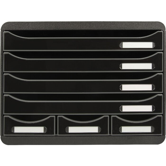 Exacompta 307714D Schubladenbox STOREBOX 7 offene Schubladen Glossy Schwarz