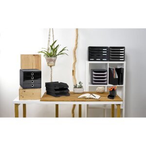 Exacompta Schubladenbox STOREBOX 6 offene Schubladen Schwarz Glossy