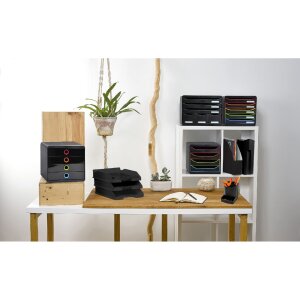 Exacompta Schubladenbox STOREBOX 6 offene Schubladen Schwarz Glossy