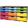 Exacompta 385714TIRD ModuloDoc Schubladenbox 12 Fächer EcoBlack Regenbogen
