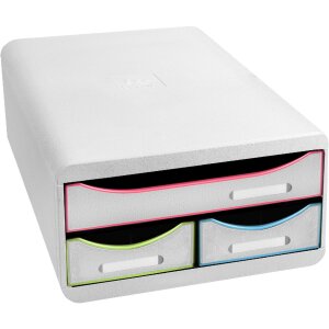 Exacompta 311913D SMALL-BOX mit 3 Schubladen Black Office Weiss Harlekin