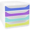 Exacompta 310399D Schubladenbox Big Box 4 Fächer Chromaline Farben sortiert
