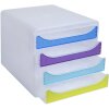 Exacompta 310399D Schubladenbox Big Box 4 Fächer Chromaline Farben sortiert