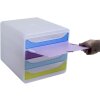 Exacompta 310399D Schubladenbox Big Box 4 Fächer Chromaline Farben sortiert