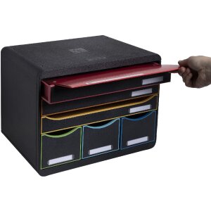 Exacompta 306914D Schubladenbox STOREBOX 6 offene Schubladen Schwarz Harlekin