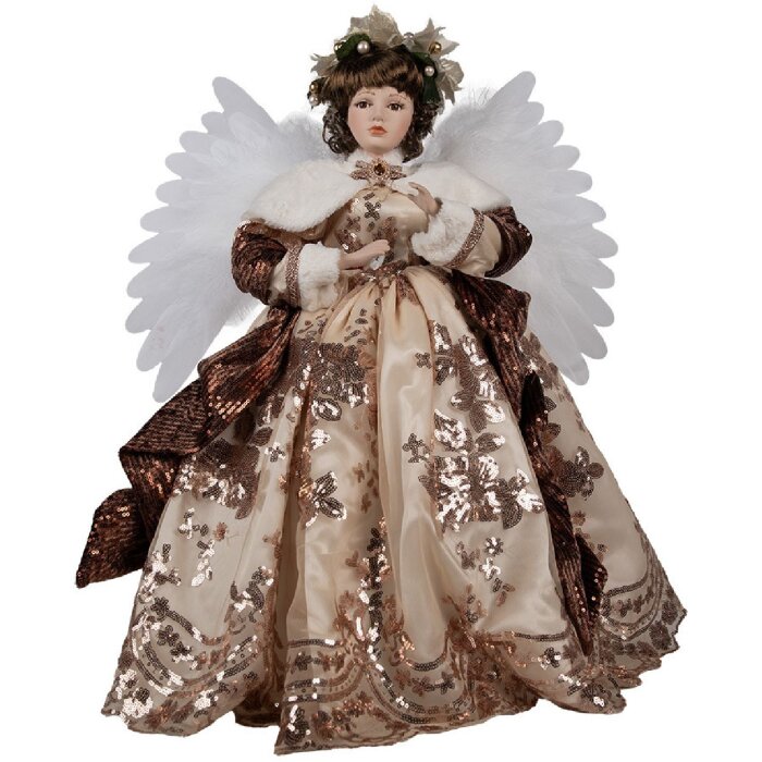 Clayre & Eef 50778 Deko Engel Beige 50x30x65 cm Weihnachten Klassisch