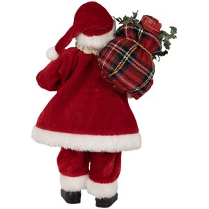 Clayre & Eef 65596 Weihnachtsmann Dekoration 27 cm Rot Klassisch Textil Kunststoff