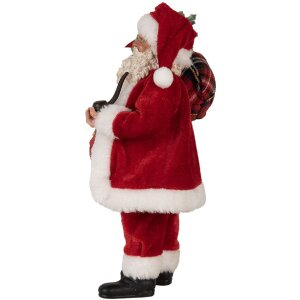 Clayre & Eef 65596 Weihnachtsmann Dekoration 27 cm Rot Klassisch Textil Kunststoff