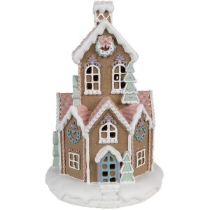 Clayre & Eef 6PR4308 Dekoration Haus mit LED Ø 14x22 cm / 3xAAA