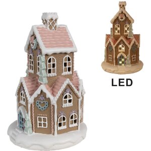 Clayre & Eef 6PR4308 Dekoration Haus mit LED Ø 14x22 cm / 3xAAA
