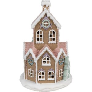 Clayre & Eef 6PR4308 Dekoration Haus mit LED Ø 14x22 cm / 3xAAA