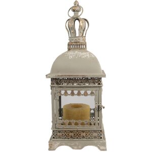 Clayre & Eef 6Y5586 Laterne Eisen Glas Grau Grün 20x20x51 cm Antik Stil