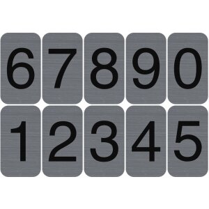 Exacompta panouri informative autoadezive aluminiu 2,5x4,4cm gri cifre 0-9