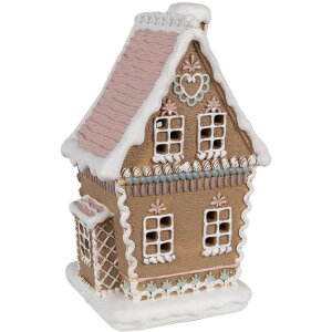 Clayre Eef Casă de turtă dulce cu LED 13x10x21 cm Brown Polyresin Casa de Crăciun