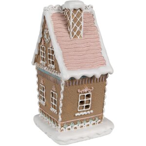 Clayre Eef Casă de turtă dulce cu LED 13x10x21 cm Brown Polyresin Casa de Crăciun