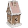 Clayre Eef Casă de turtă dulce cu LED 13x10x21 cm Brown Polyresin Casa de Crăciun
