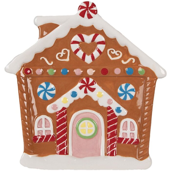 Clayre & Eef 6CE1784 Kleiner Teller Lebkuchenhaus Design 20x21x2 cm