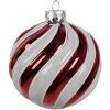 Clayre Eef glob de Crăciun din sticlă roșu alb Ø10 cm Decor clasic pentru pomul de Crăciun