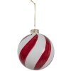 Clayre Eef Weihnachtskugel Glas Ø 8x8 cm Rot Weiß Klassischer Baumschmuck