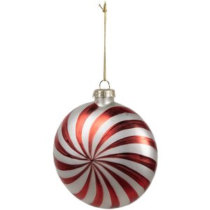 Clayre Eef Weihnachtskugel 10x4x10 cm Rot Weiß Glas...