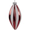 Clayre Eef 6GL4638 Glob de Crăciun Ø 6x13 cm roșu alb din sticlă decorațiuni pentru pomul de Crăciun