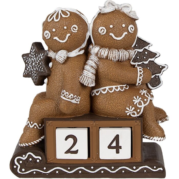 Clayre Eef Weihnachtsdekorationsfigur Pfefferkuchenmann 11x4x13 cm Braun