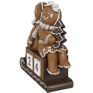 Clayre Eef Weihnachtsdekorationsfigur Pfefferkuchenmann 11x4x13 cm Braun