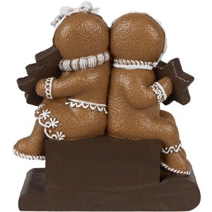 Clayre Eef Weihnachtsdekorationsfigur Pfefferkuchenmann 11x4x13 cm Braun