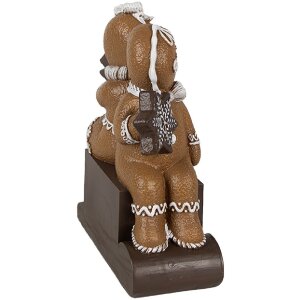 Clayre Eef Weihnachtsdekorationsfigur Pfefferkuchenmann 11x4x13 cm Braun