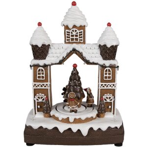 Clayre Eef 6PR4312 Lebkuchenhaus LED Musik Weihnachtsdeko...