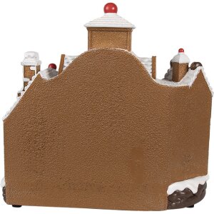 Clayre Eef Weihnachtsdekoration Lebkuchenhaus LED Musik 33x17x30 cm Braun