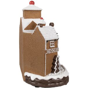 Clayre Eef Weihnachtsdekoration Lebkuchenhaus LED Musik 33x17x30 cm Braun