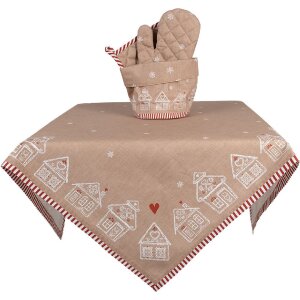 Clayre Eef față de masă casă de turtă dulce 100x100 cm bumbac maro stil țară