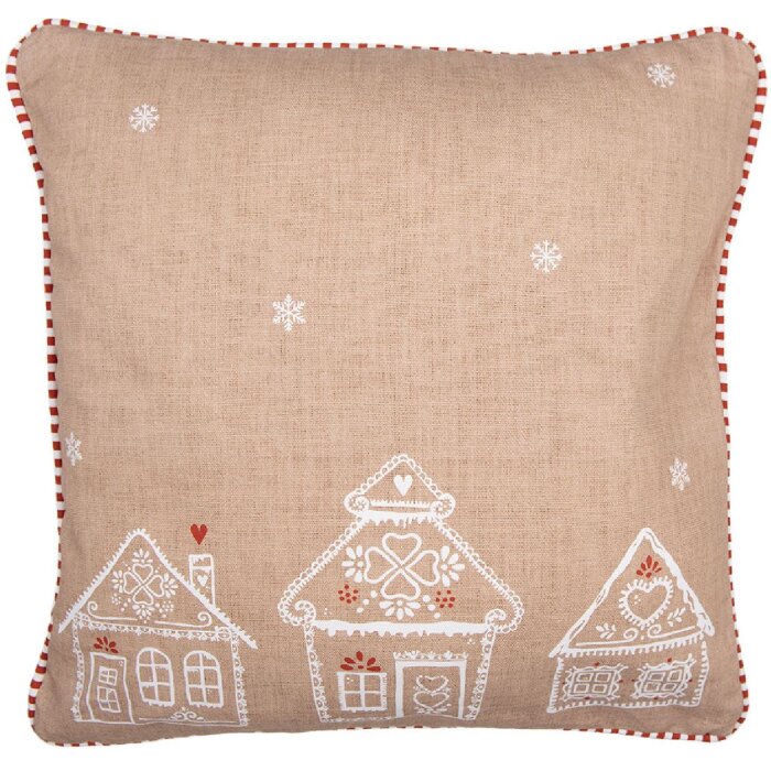 Clayre Eef GBB21 Husă de pernă Gingerbread House Brown White 40x40 cm Cotton Country House