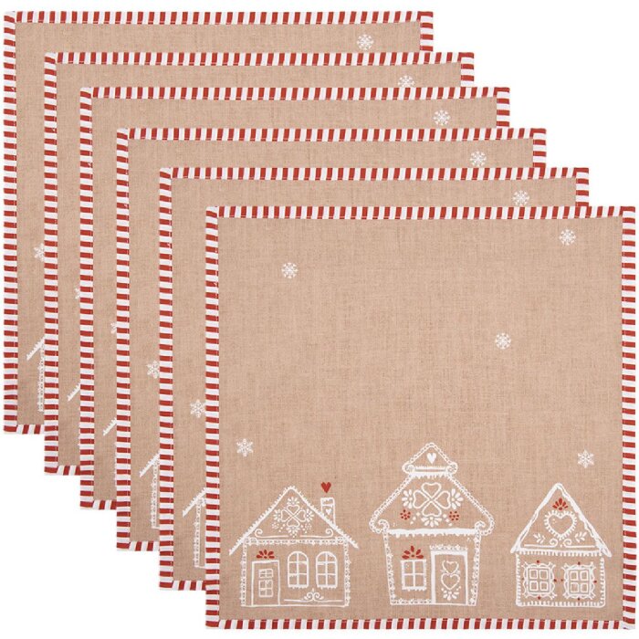 Clayre Eef șervețele set de 6 casă de turtă dulce 40x40 cm bumbac stil țară