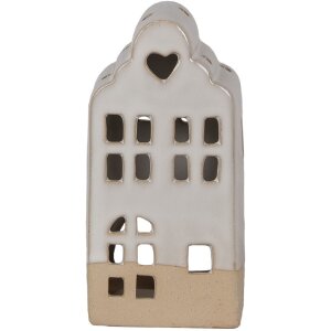 Clayre & Eef Teelichthalter Haus Beige Keramik 7x6x14...
