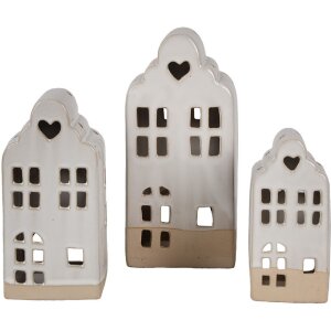 Clayre & Eef Tea Light Holder Casa Bej Ceramică 7x6x14 cm Stil de țară