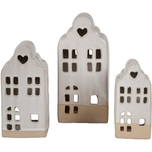 Clayre & Eef 6CE1790 Suport pentru lumânări de ceai din porțelan House Beige 9x8x18 cm Stil rustic