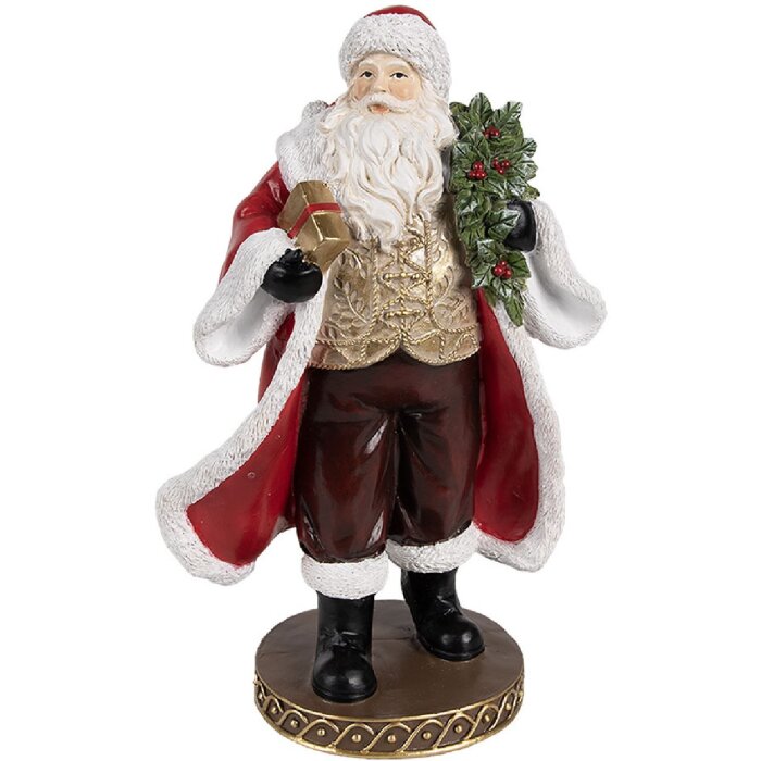Clayre & Eef 6PR4278 Weihnachtsmann-Figur Rot 13x10x23 cm Polyresin Klassisch