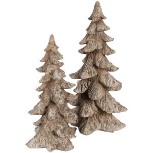 Clayre & Eef Weihnachtsbaum Deko Braun 19x18x36 cm Polyresin Landhausstil