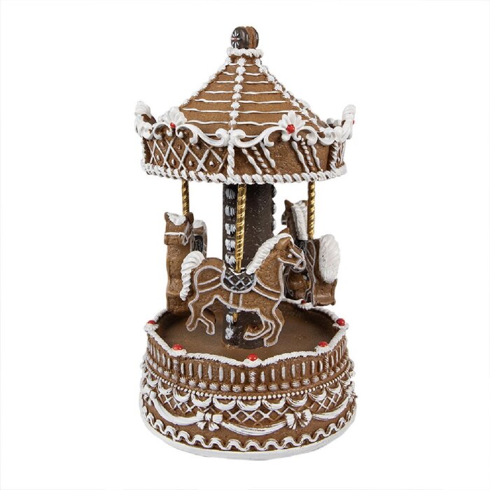 Clayre Eef Music Box Carousel Brown Crăciun decorare Gingerbread Style