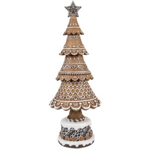 Clayre Eef Weihnachtsbaum Lebkuchen-Design Braun Ø 16x42 cm Landhausstil