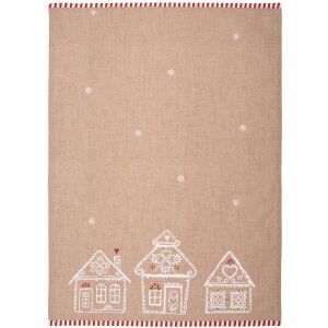Clayre & Eef Geschirrtuch Lebkuchenhaus Braun 50x70...