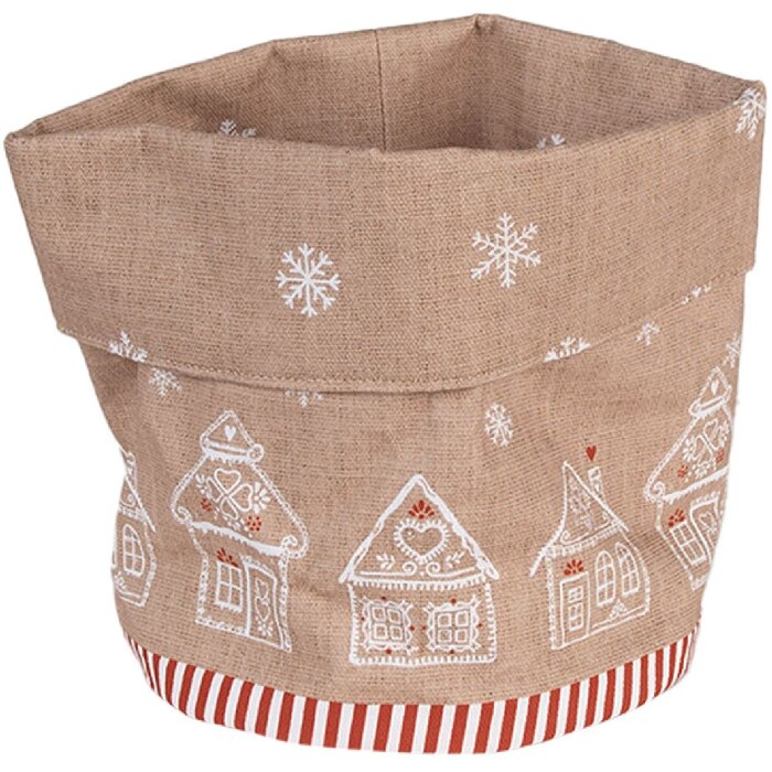 Clayre Eef GBB50 Brotkorb Lebkuchenhaus Braun Rund Baumwolle Ø 15x16 cm