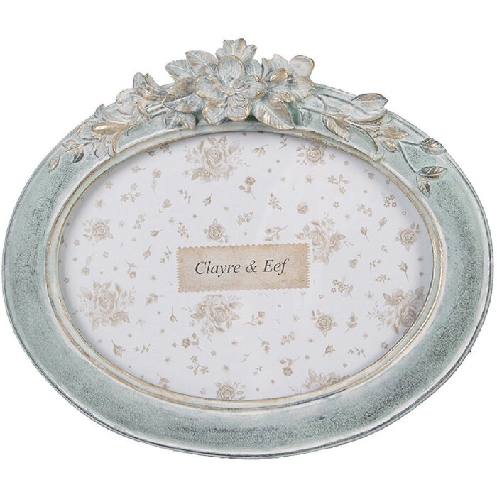 Clayre & Eef Bilderrahmen Oval 13x18 cm Grün Vintage Kunststoff Glas
