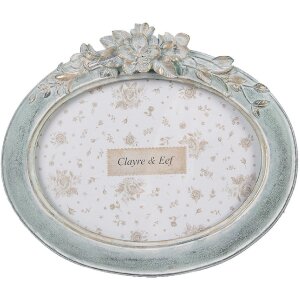 Clayre & Eef Bilderrahmen Oval 13x18 cm Grün Vintage Kunststoff Glas