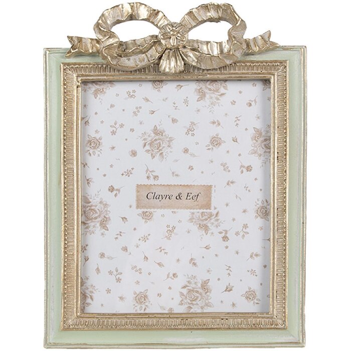 Clayre & Eef 2F1163 Bilderrahmen Grün 16x2x22 cm Romantisch Schleifen-Dekor